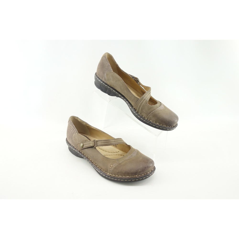 Earth Alder Women's 10B Mary Jane Shoes Brown Leather‎ Suede Hook Loop Flats